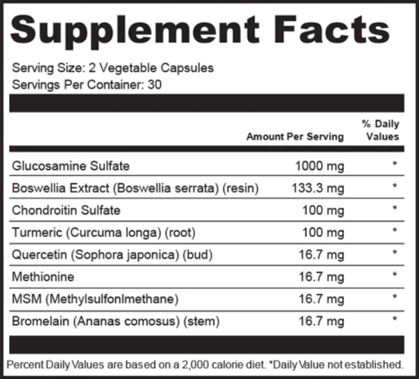 Rescue Flex Supplement Fact